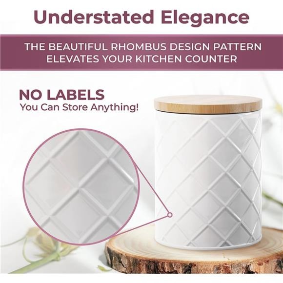 White Metal Canister Sets for Kitchen Counter, Kitchen Canisters Set of 4 - Picture 4 of 6